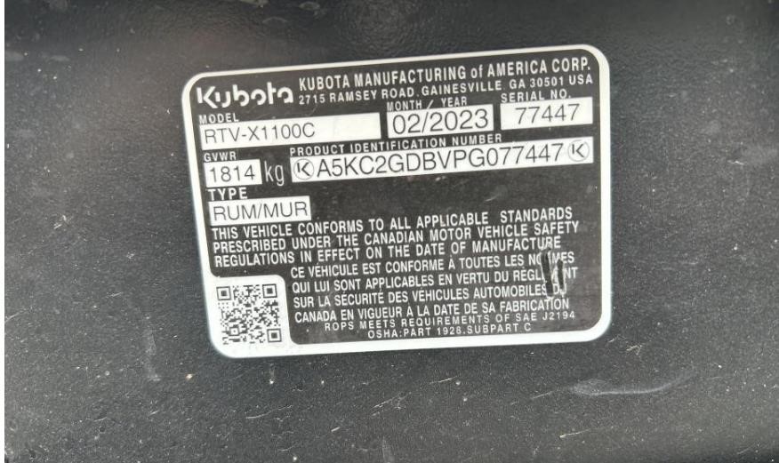 2023 Kubota RTV-X1100C