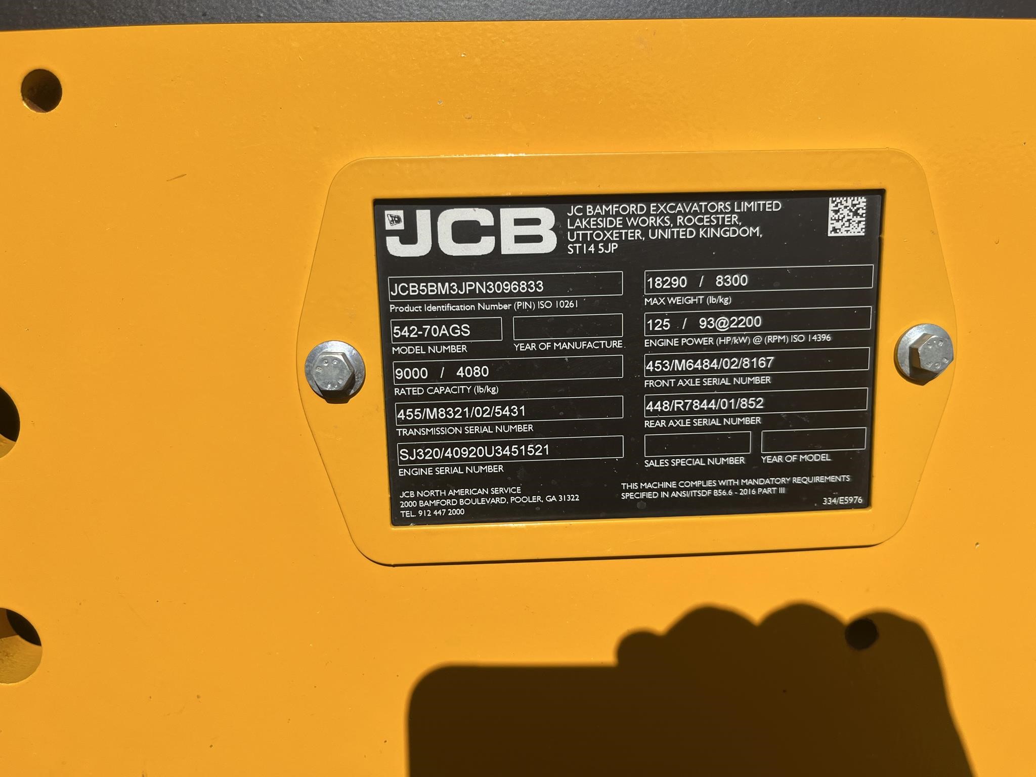 2022 Jcb 542-70 AGRI