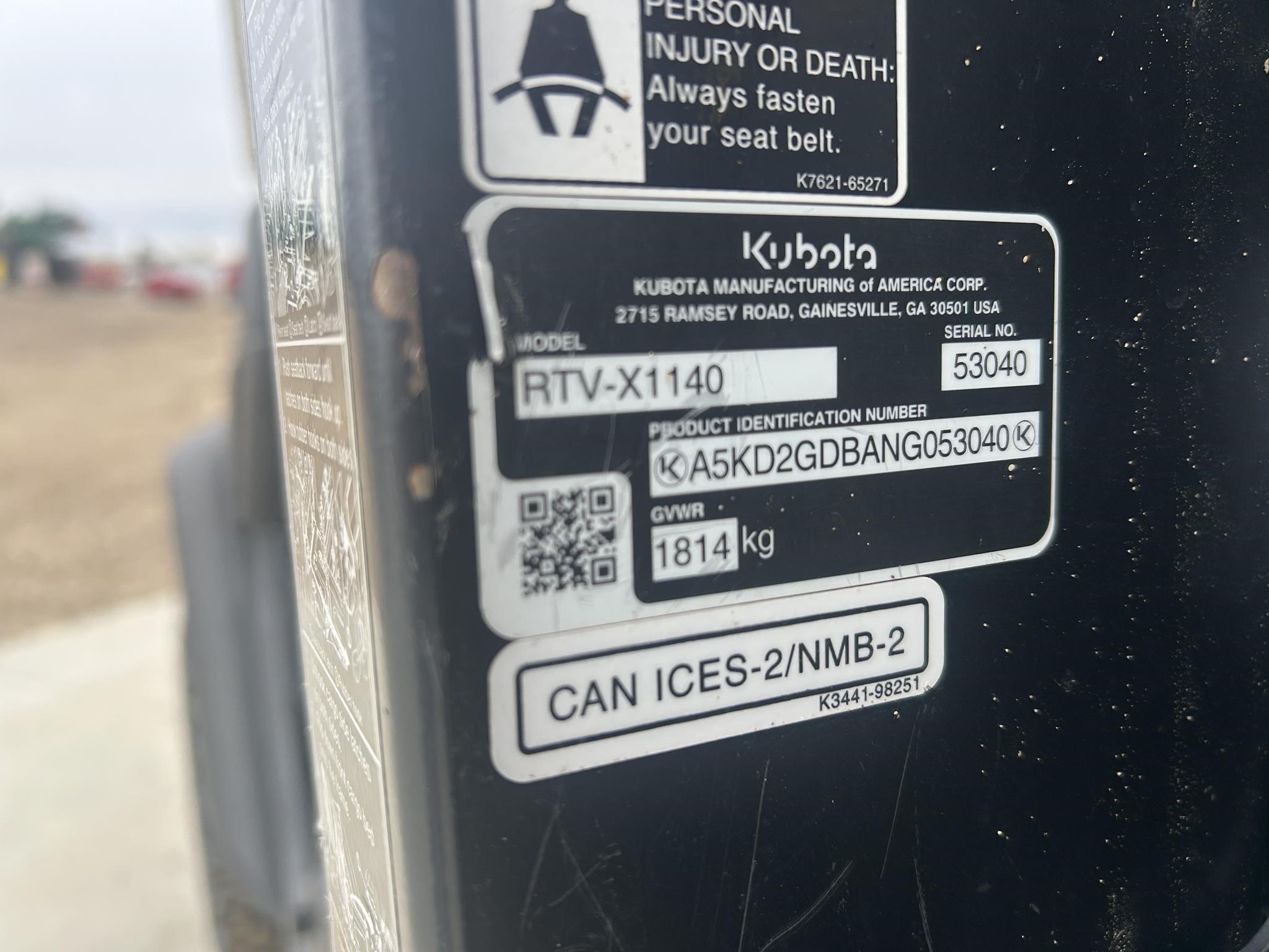 2022 Kubota RTV-X1140