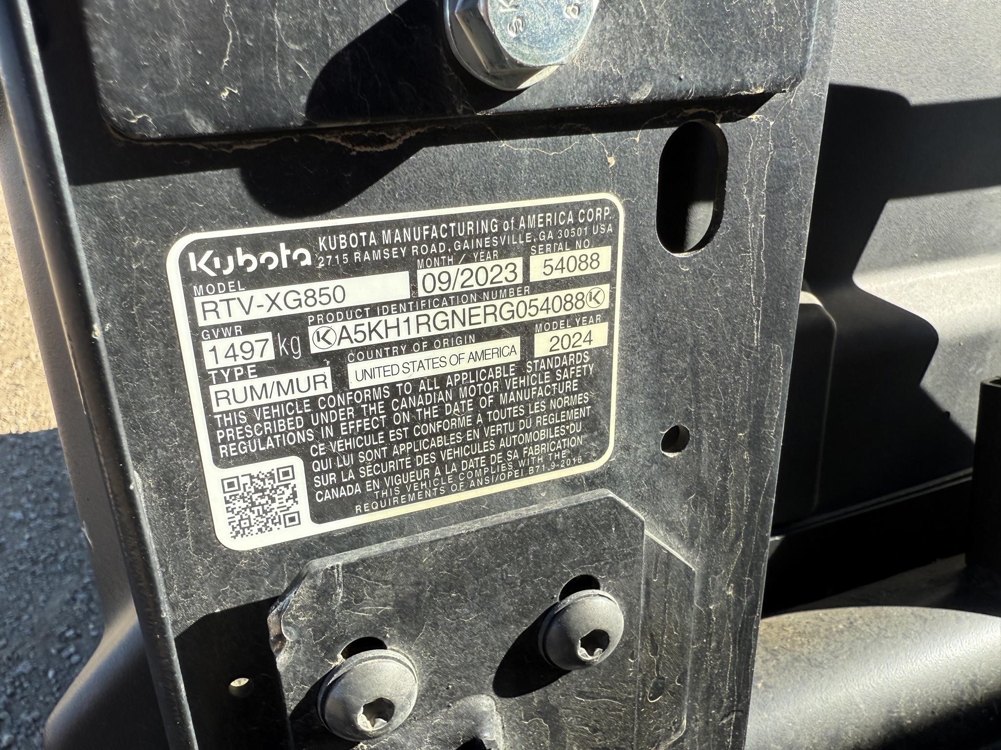 2024 Kubota RTV-XG850 SIDEKICK