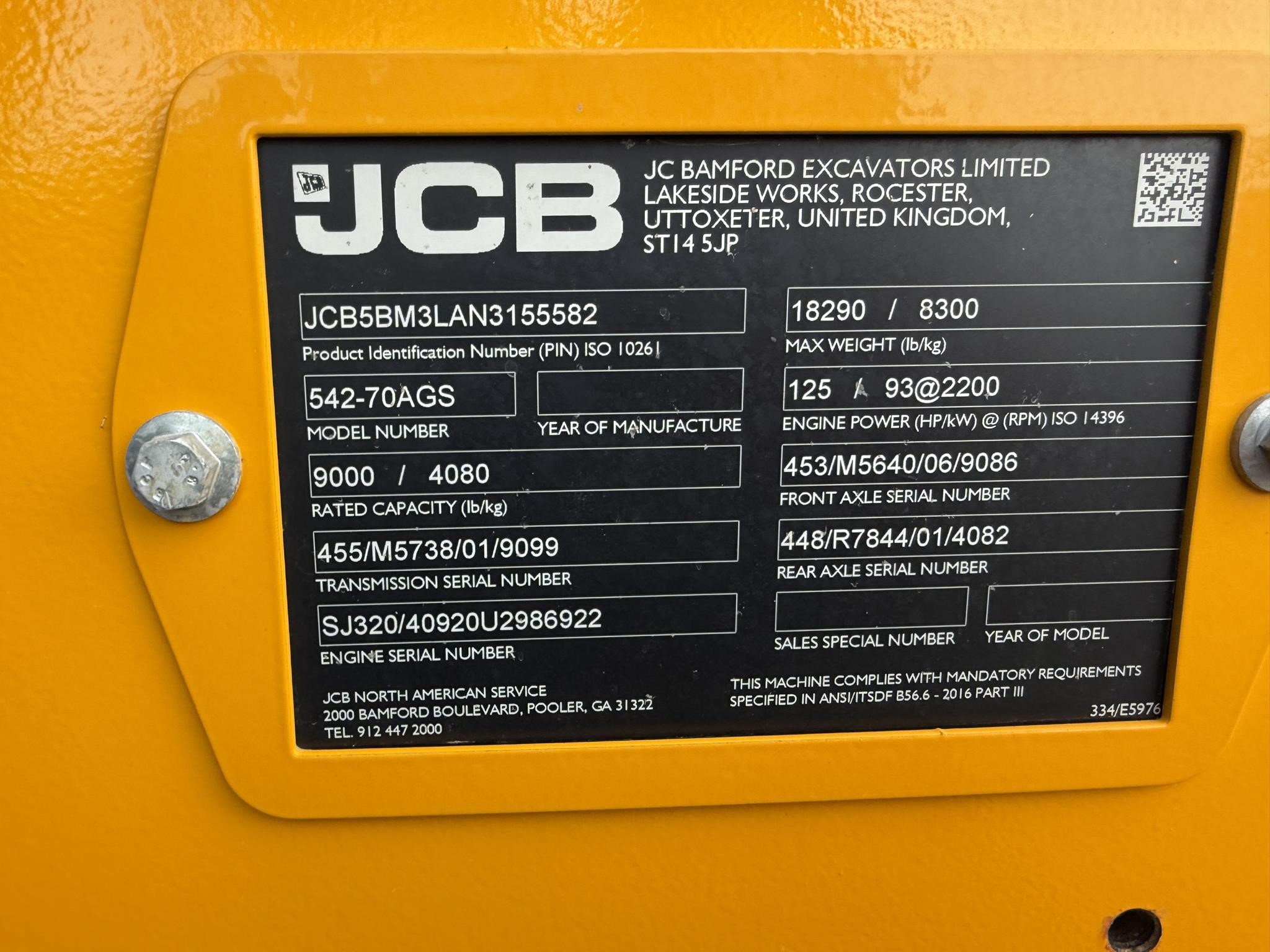 2022 Jcb 542-70 AGRI SUPER