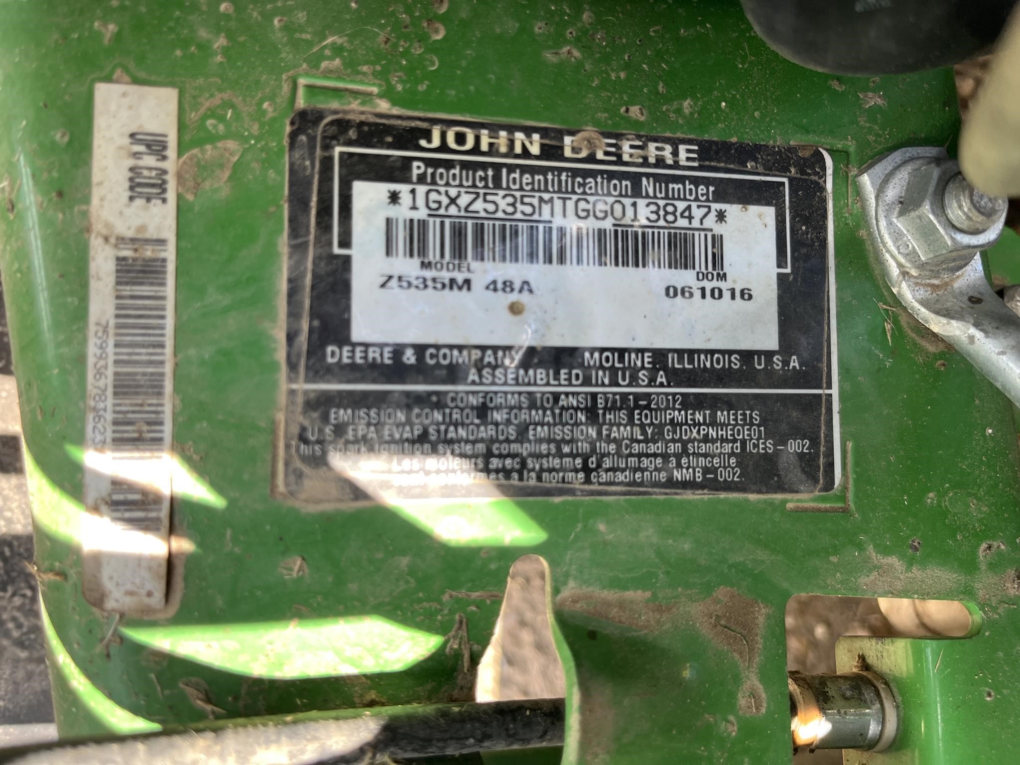 2016 John Deere Z535M