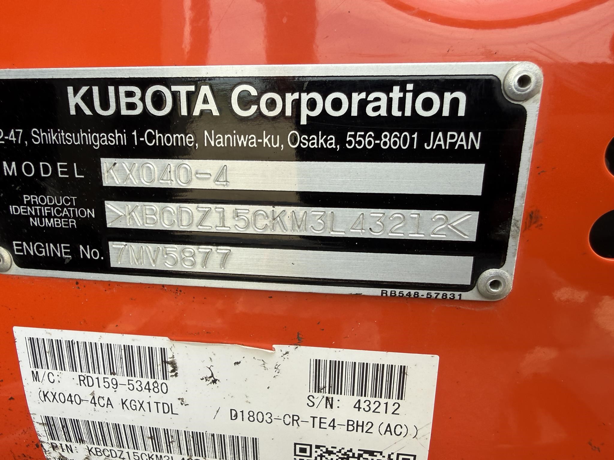 2022 Kubota KX040-4