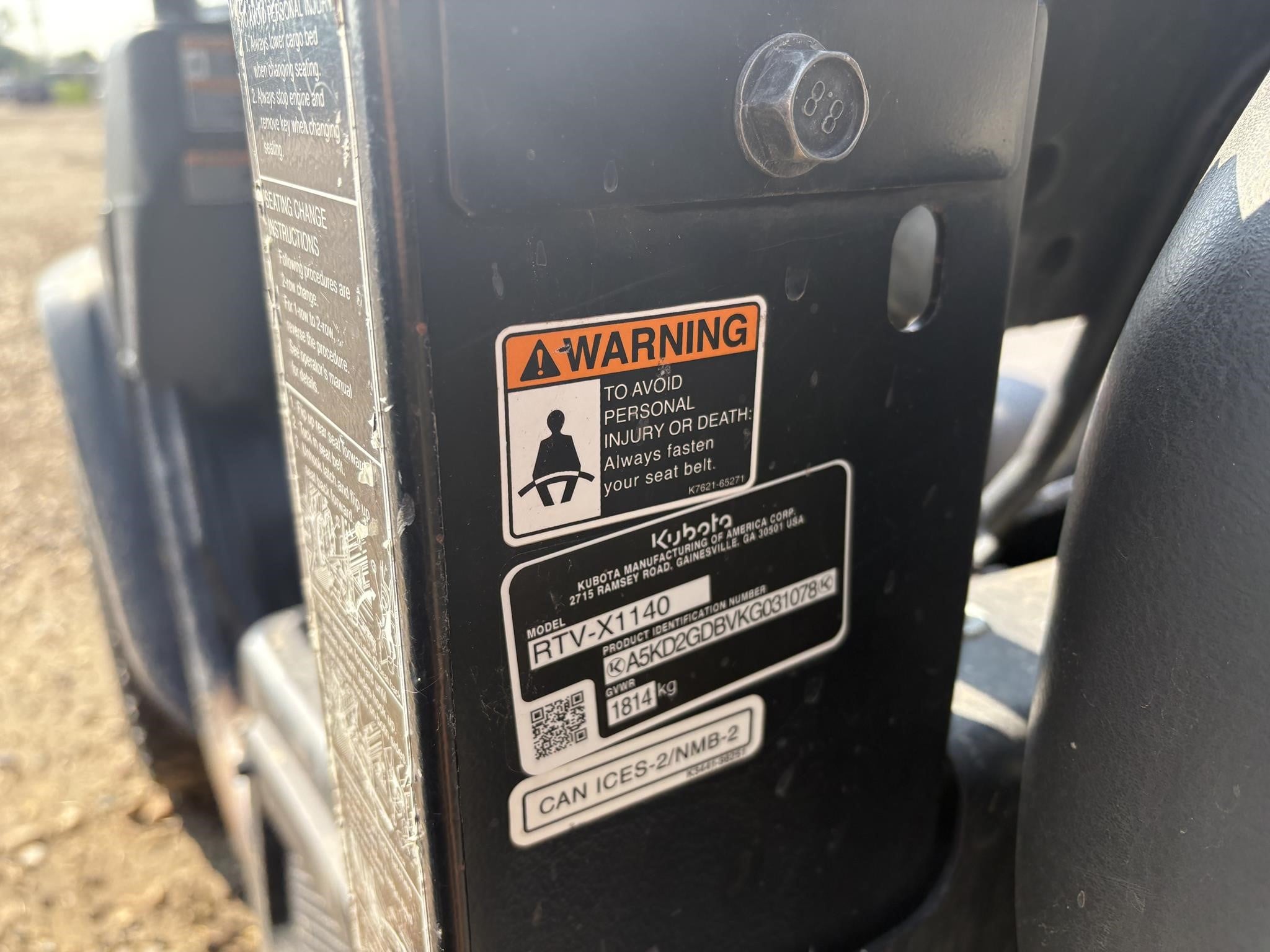 2019 Kubota RTV1140